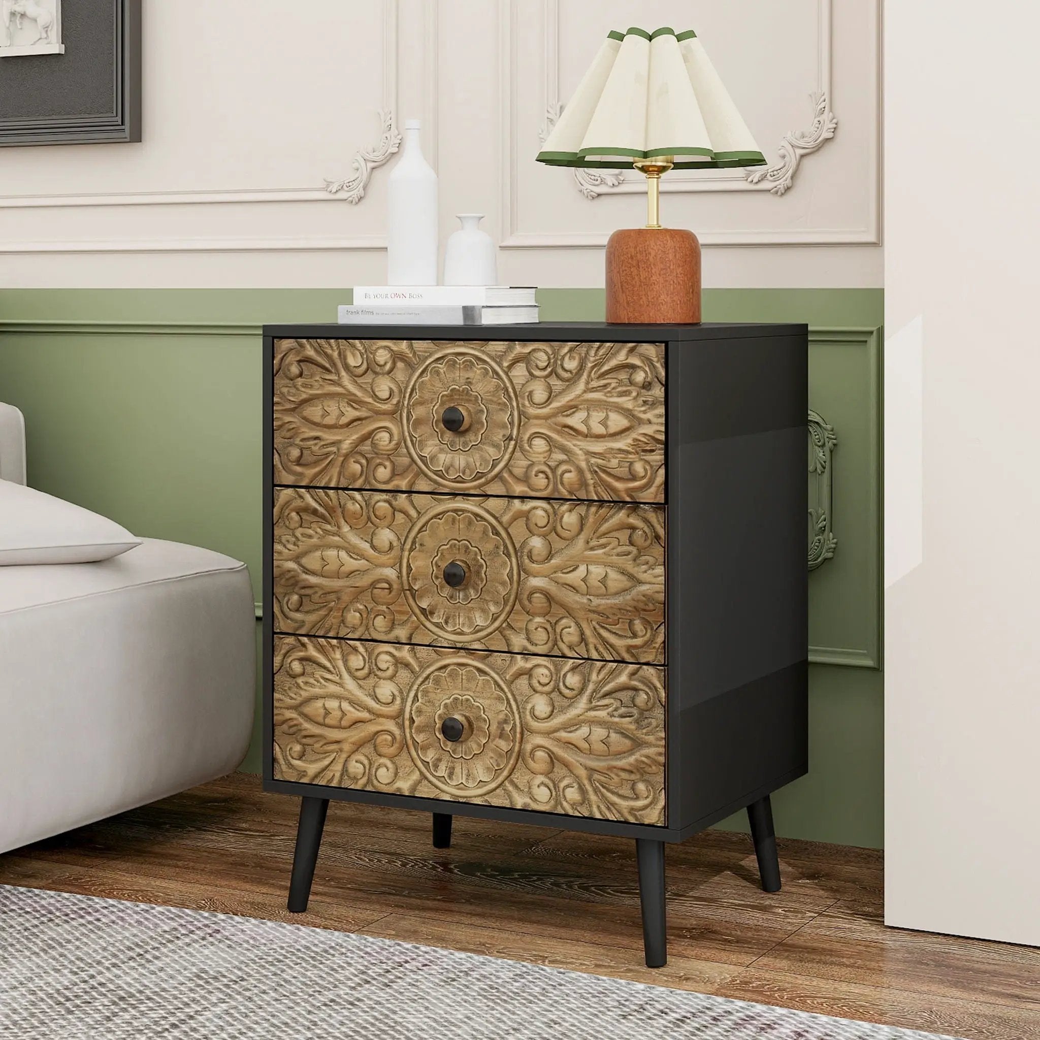 3 Drawer Cabinet, Suitable For Bedroom - Black by Unique Piece Furniture