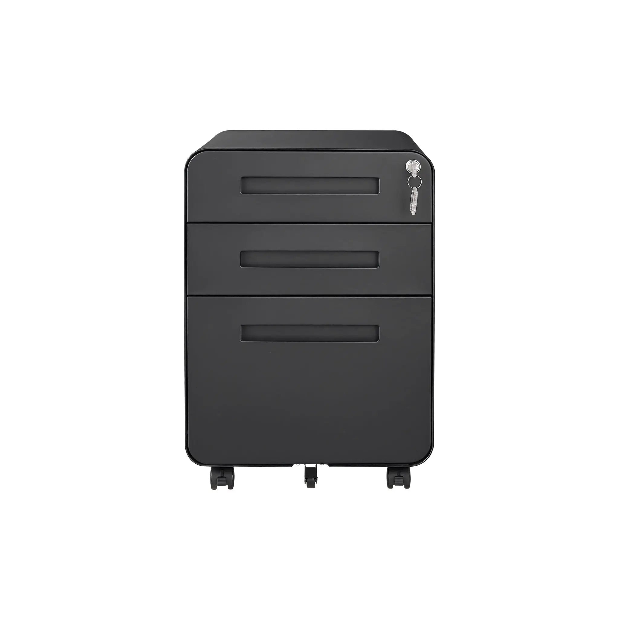 3 Drawer Mobile File Cabinet Under Desk Office, Simple Style Versatile Storage Cabinet For Legal / Letter / A4 Files, 5 Wheel Design Anti-Tilting Cold Rolled Steel Waterproof Moisture-Proof by HouseOfZazla