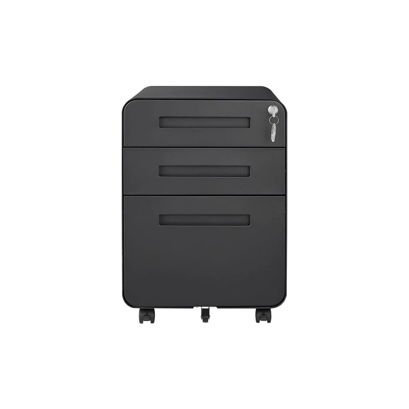 3 Drawer Mobile File Cabinet Under Desk Office, Simple Style Versatile Storage Cabinet For Legal / Letter / A4 Files, 5 Wheel Design Anti-Tilting Cold Rolled Steel Waterproof Moisture-Proof by HouseOfZazla
