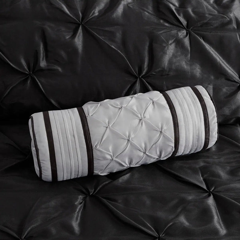 7 Piece Tufted Comforter Set Black California King by HouseOfZazla