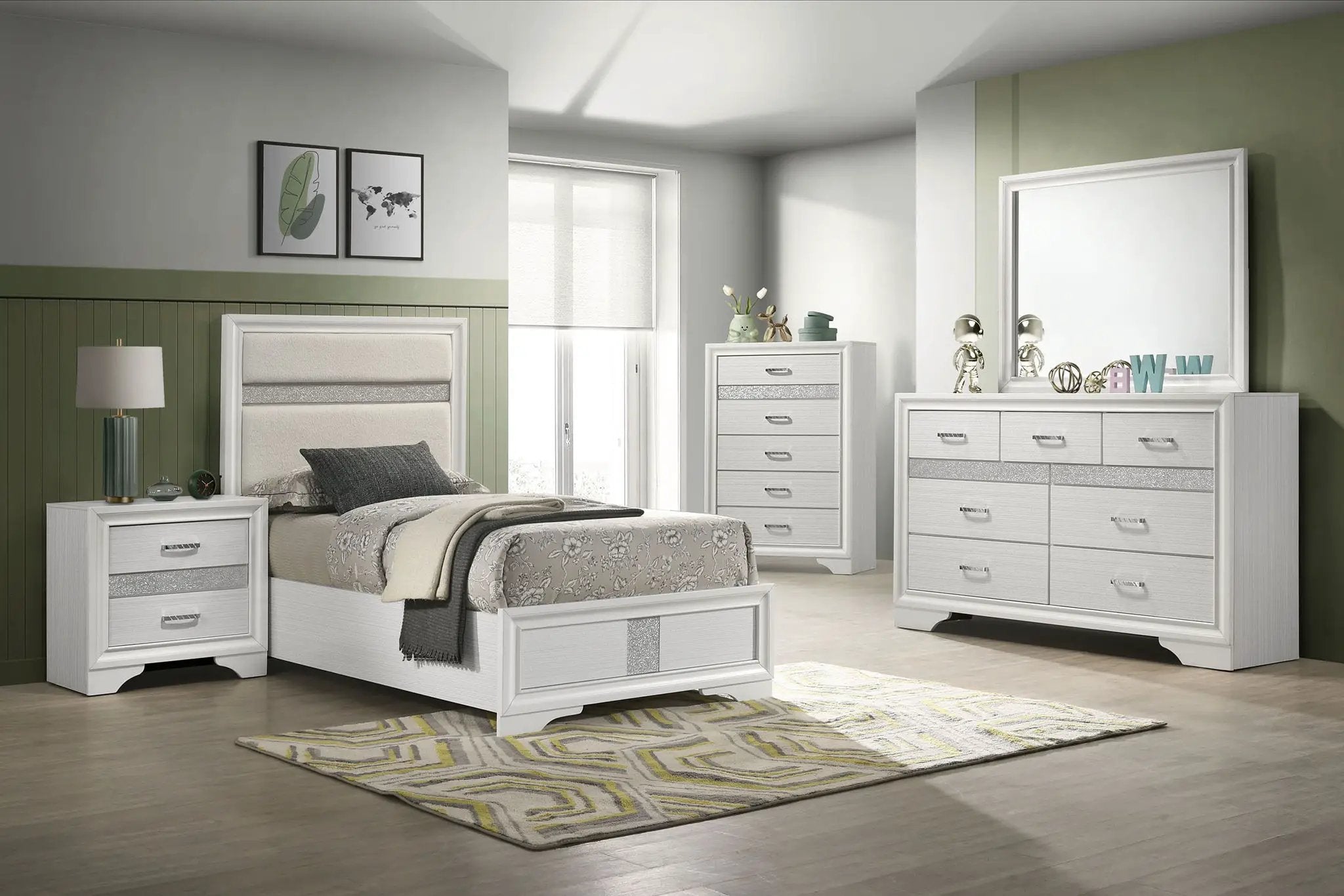 Miranda 54-inch Upholstered Twin Panel Bed White by Unique Piece Furniture