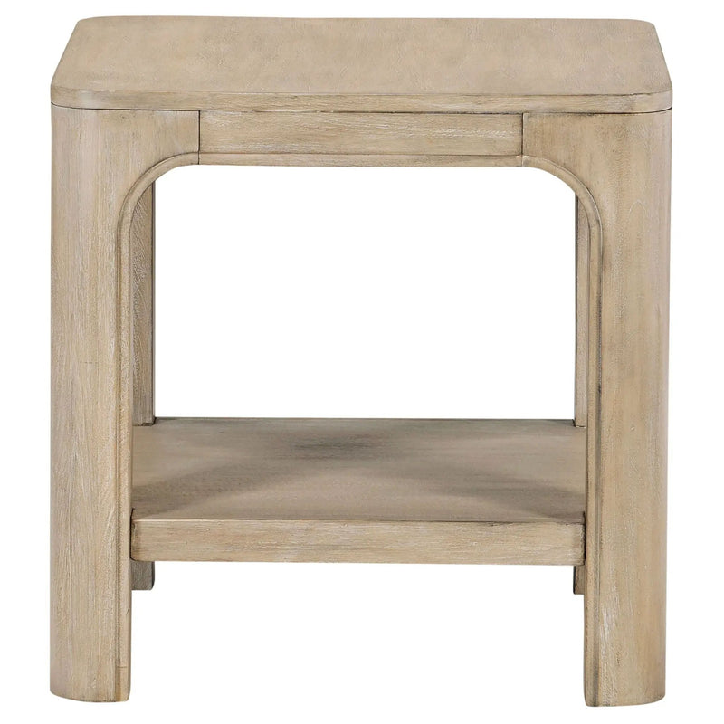 Solano Square Wood Side End Table with Shelf Weathered Mango by Unique Piece Furniture