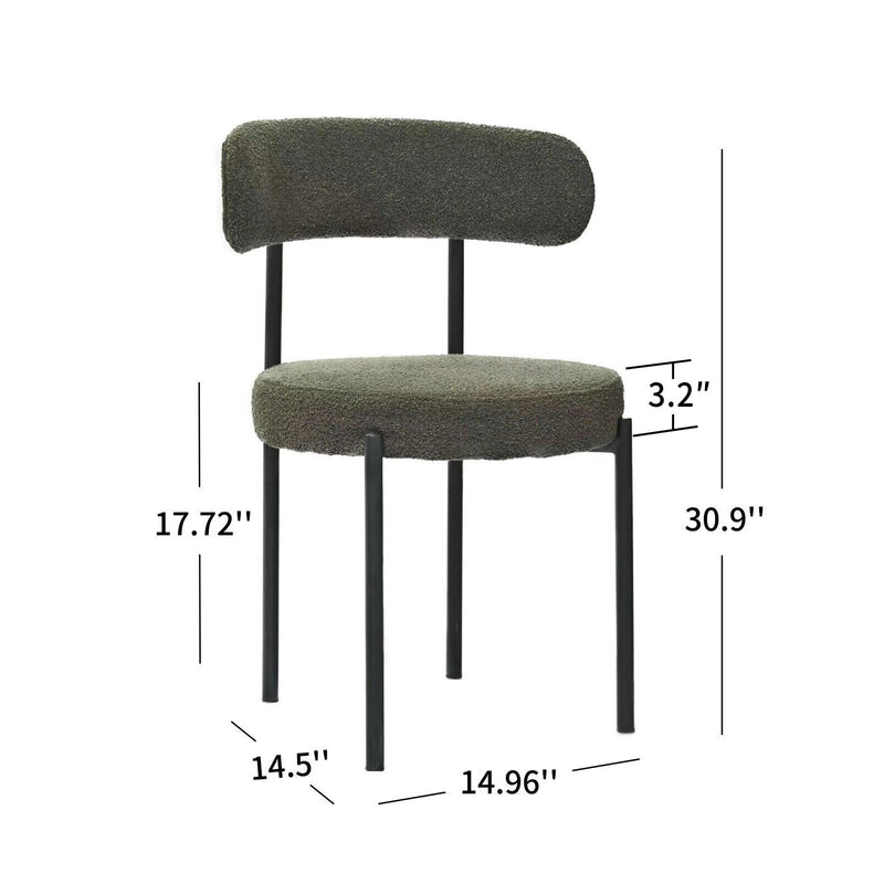 Set of 2 Mid-Century Modern Boucle Dining Chairs by BLAKHOM