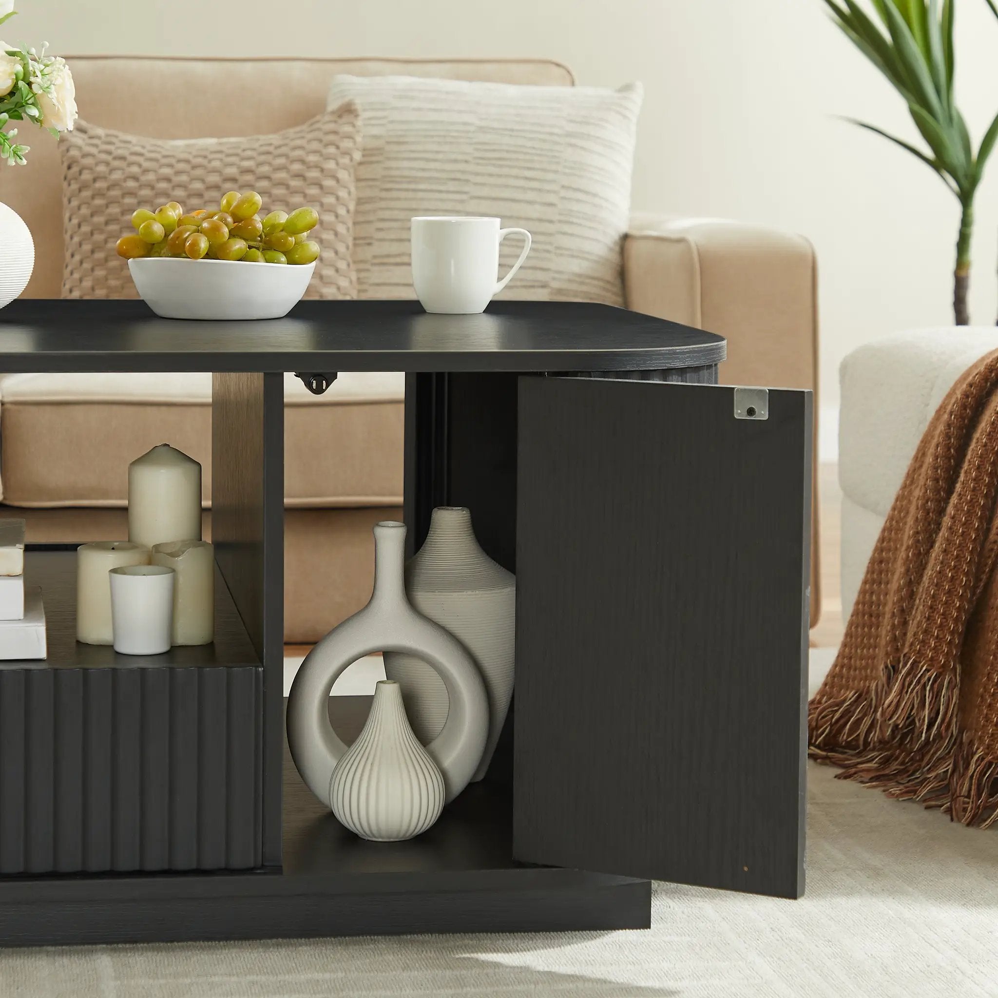 Modern Luxury Oval Coffee Table with Drawers and Storage Compartment by HouseOfZazla