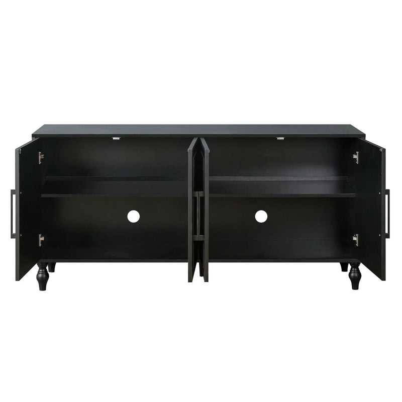 Carved Flower Door Large Storage Cabinet with Metal Handle by HouseOfZazla