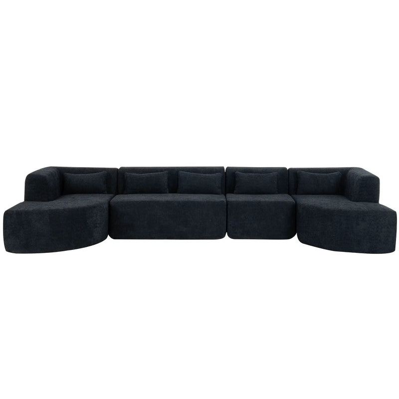 Upholstered Sofa Free Combined Sofa Couch With 2 Chaise Lounge And Five Back Pillows For Living Room by HouseOfZazla