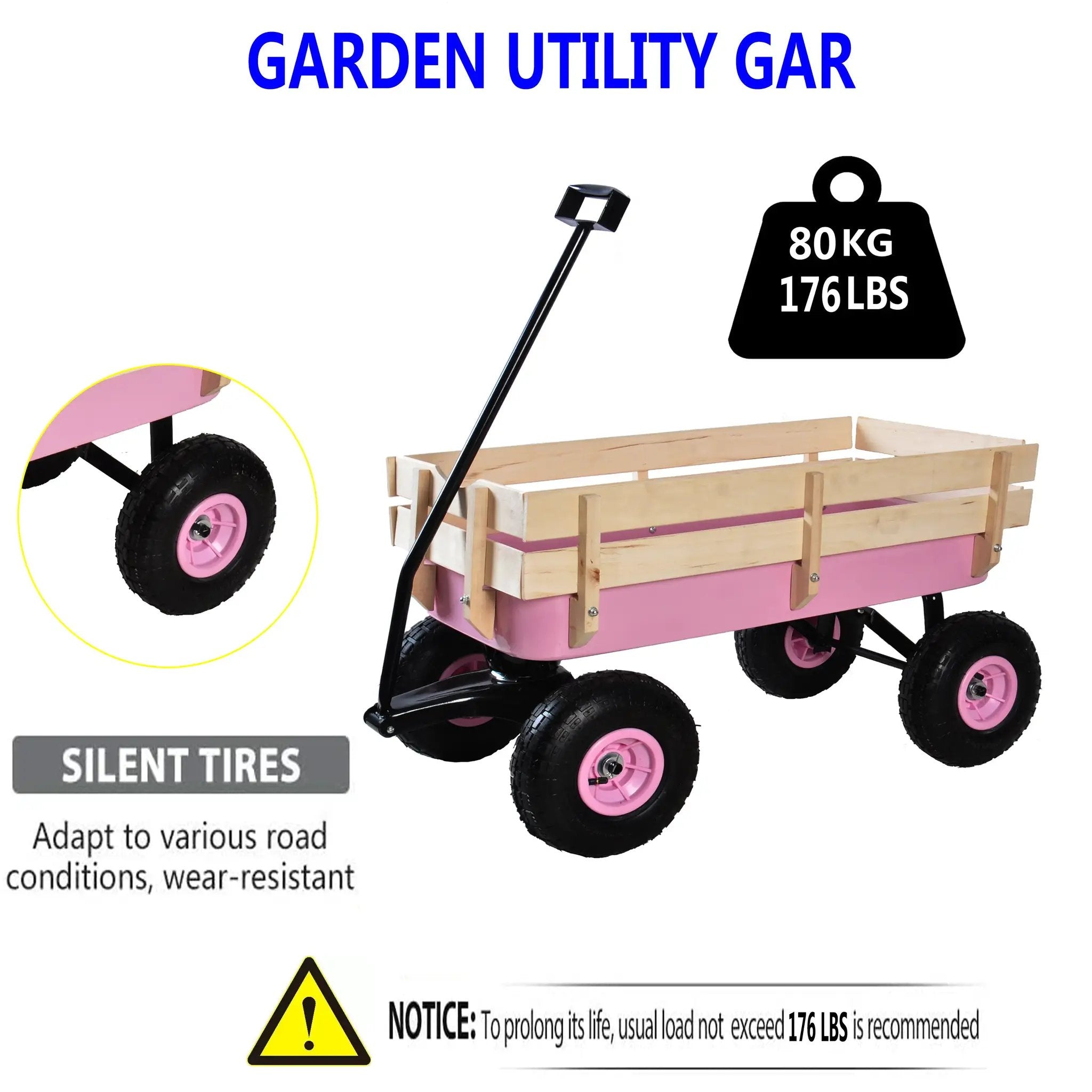 Outdoor All Terrain Garden Wagon with Wooden Railings and Pneumatic Tires by HouseOfZazla