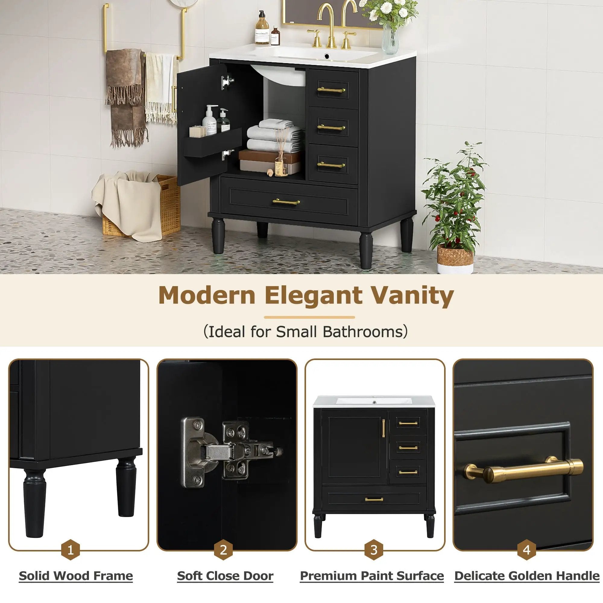 Traditional Bathroom Vanity Set With Soft Close Doors by Unique Piece Furniture