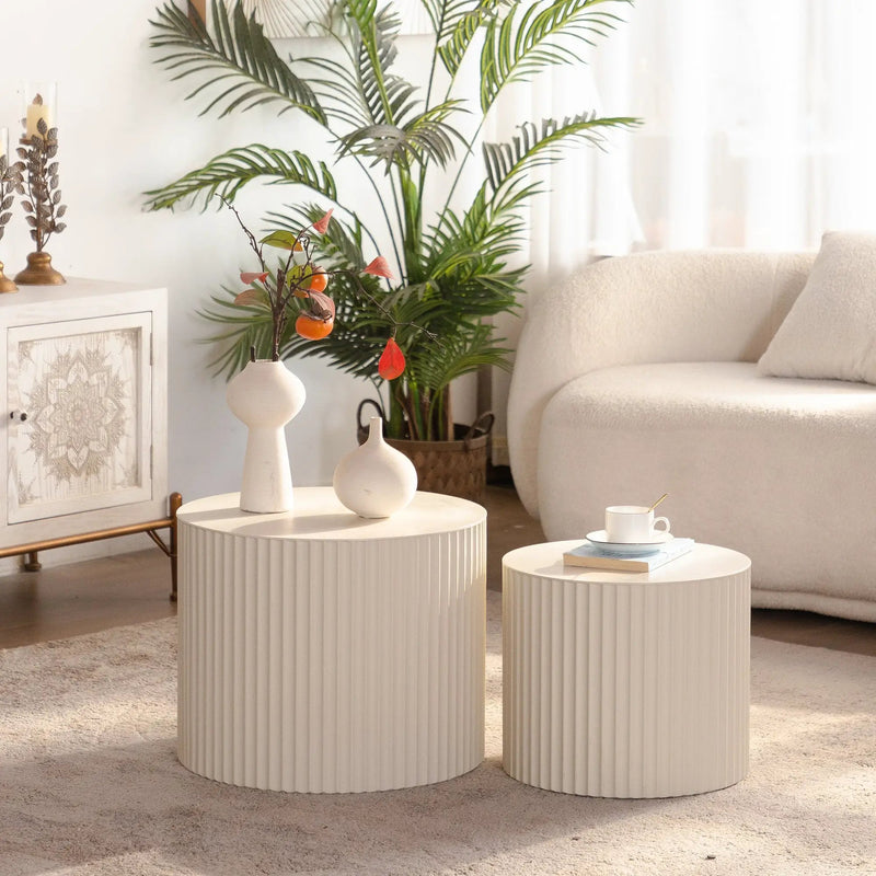Round Wood Coffee Table for Living Room by HouseOfZazla