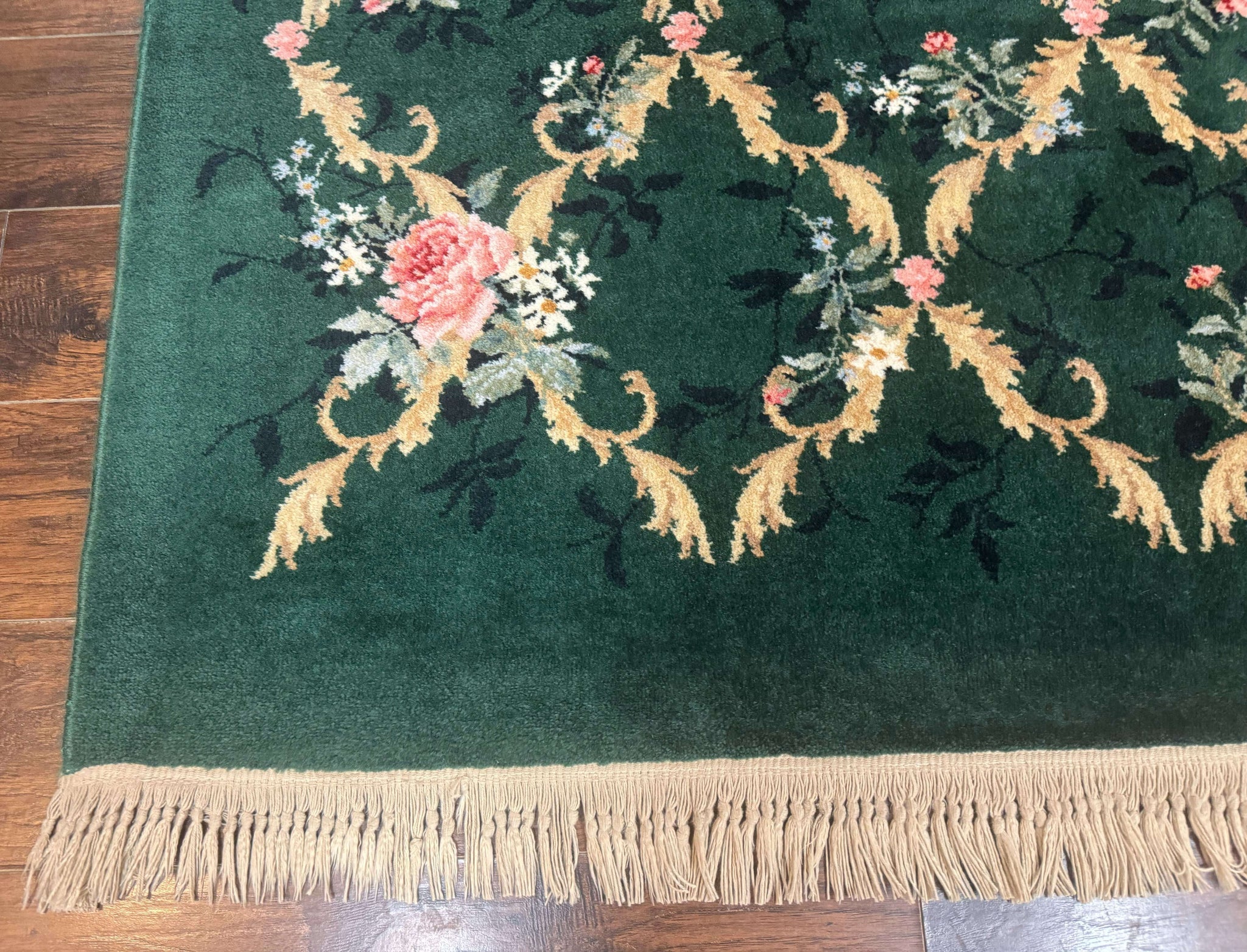 Karastan Garden of Eden Rug 8.8 x 11.8, Green Savonnerie 509/1733, Wool by Jewel Rugs