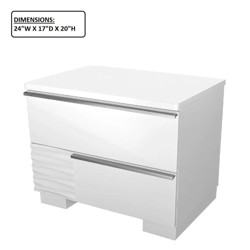 2 Drawer Nightstand, Bedside Table - White by Unique Piece Furniture