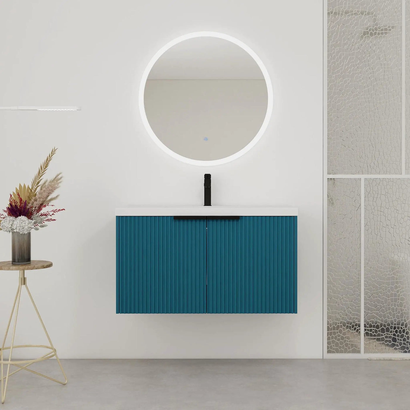 Contemporary Wall Mounted Bathroom Vanity With Resin Double Sink by Unique Piece Furniture