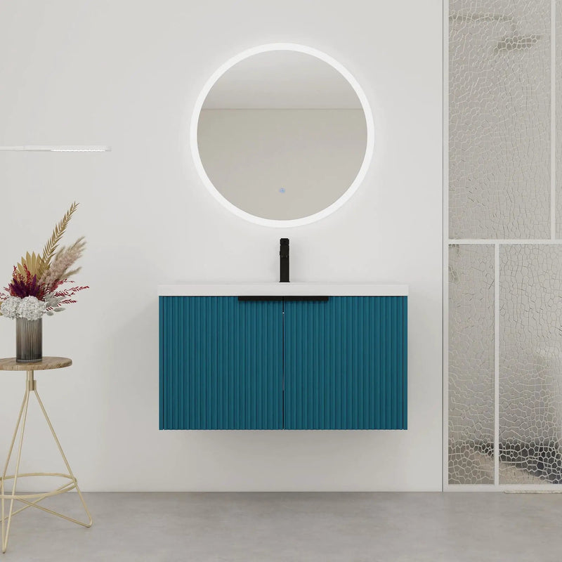 Contemporary Wall Mounted Bathroom Vanity With Resin Double Sink by Unique Piece Furniture