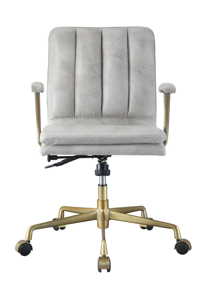 Damir - Vintage Top Grain Leather Office Chair - Antique White / Vintage by Unique Piece Furniture