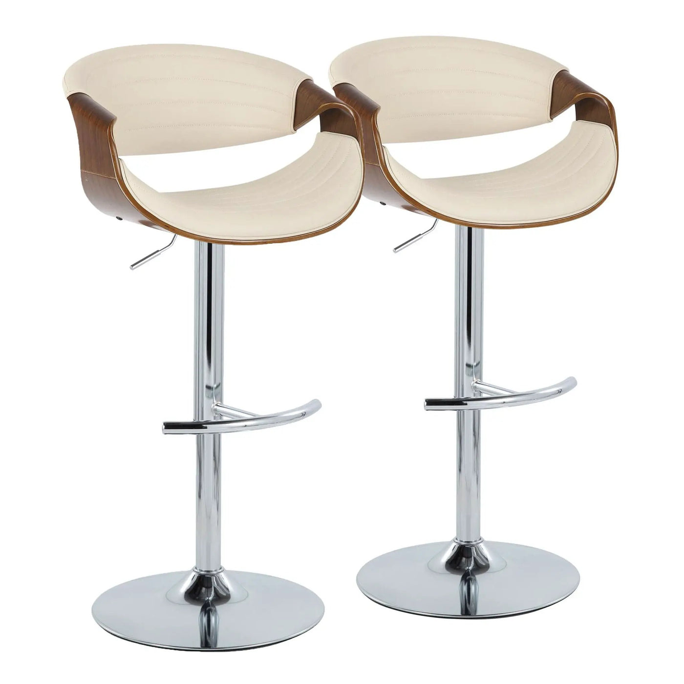 Symphony - Mid Century Modern Adjustable Barstool & Swivel With Rounded T Footrest (Set of 2) by HouseOfZazla