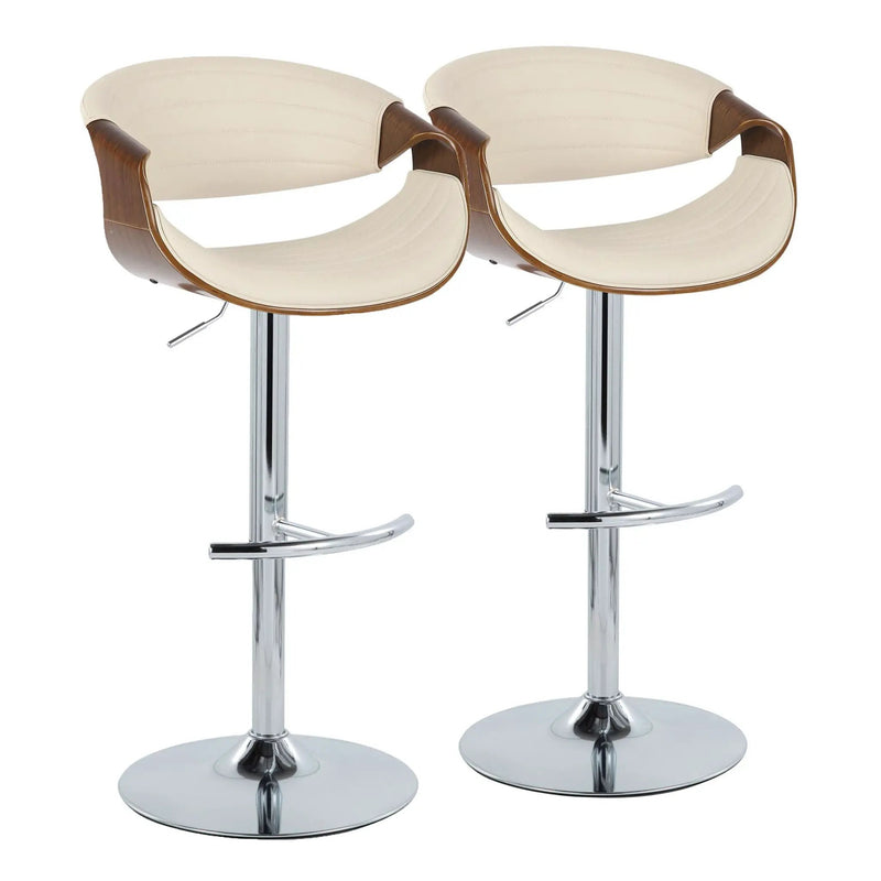 Symphony - Mid Century Modern Adjustable Barstool & Swivel With Rounded T Footrest (Set of 2) by HouseOfZazla