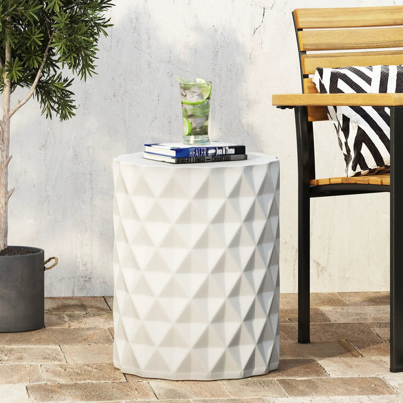 Outdoor Lightweight Concrete Side Table - Antique White by HouseOfZazla
