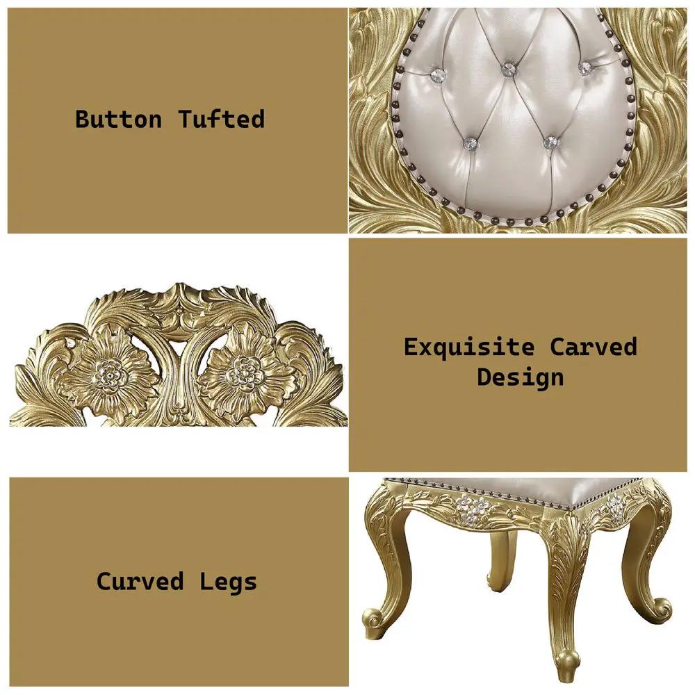 Cabriole - Side Chair (Set of 2) - Light Gold Synthetic Leather & Gold by Unique Piece Furniture
