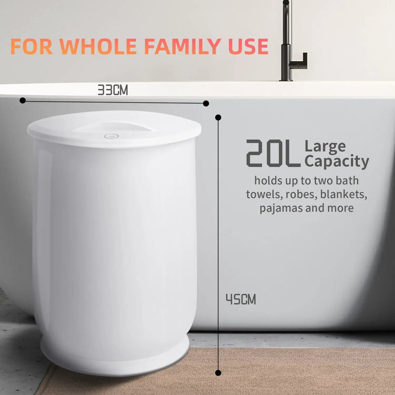 Luxury Bucket Towel Warmers, Large Towel Warmers For The Bathroom, Fits Up To 2 Oversized Towels - White by HouseOfZazla