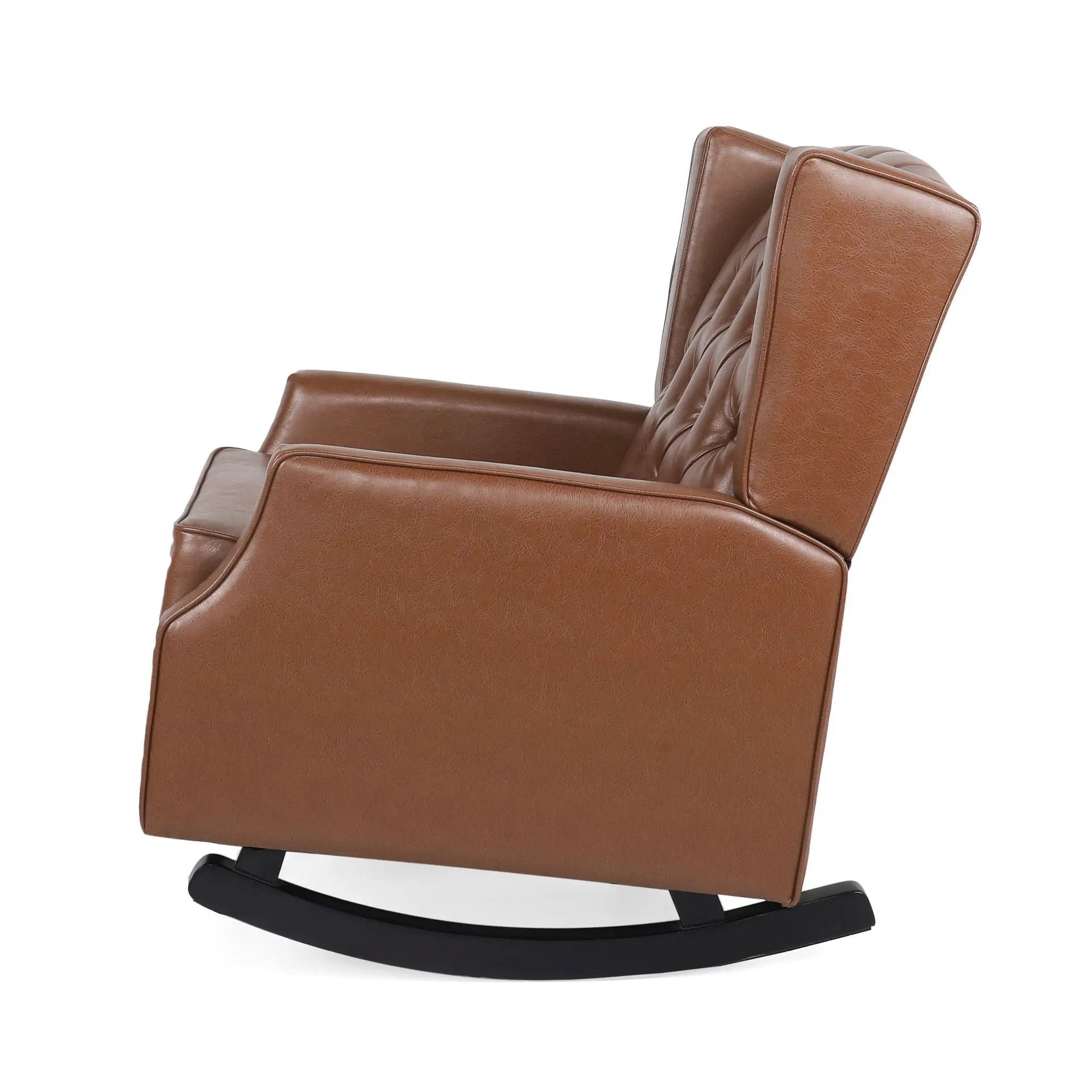 Moss Upholstered Rocking Recliner With Diamond Tufting And Wingback - Light Brown by HouseOfZazla