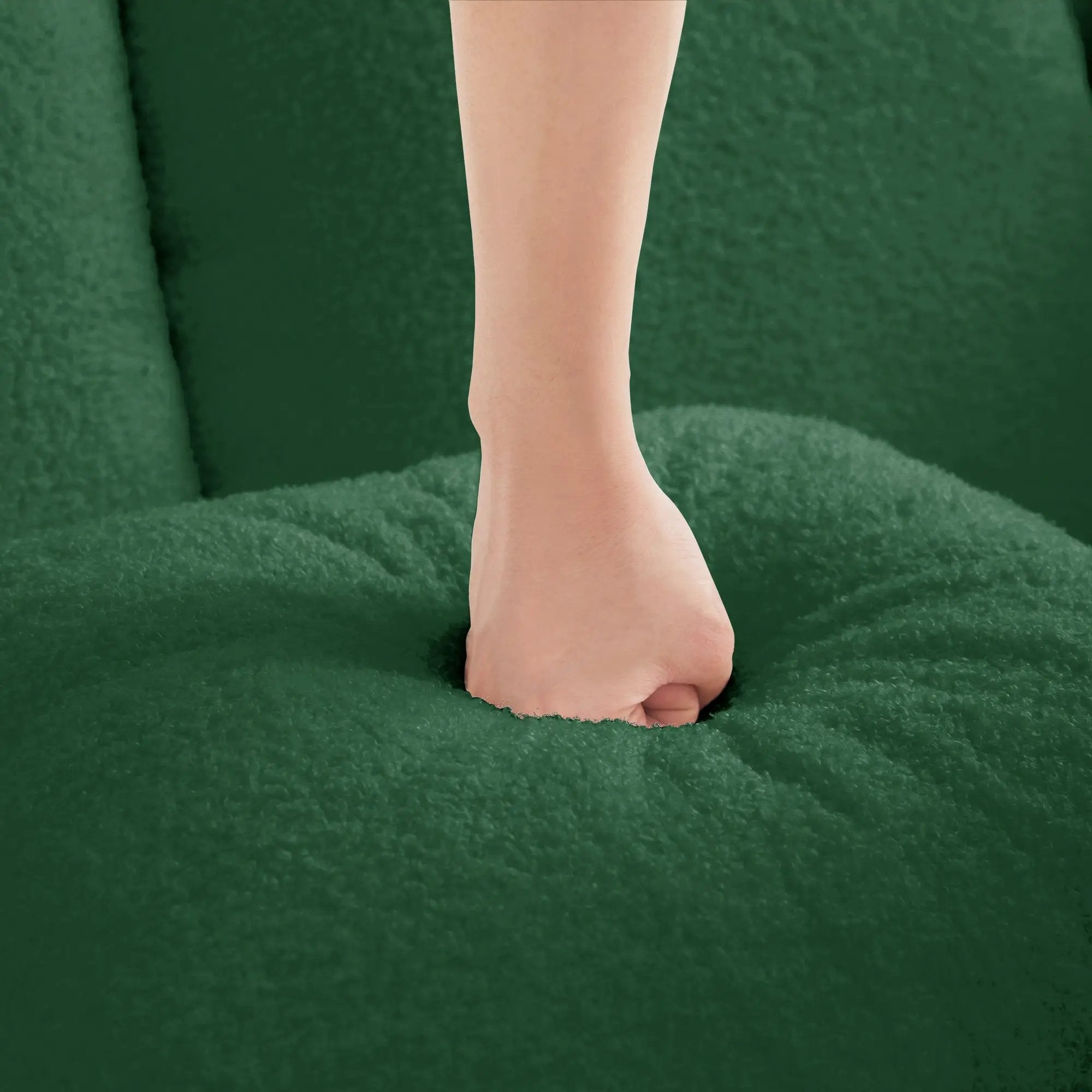 Elysees Left Chaise Sofa W/Pillows Teddy Fabric - Green by HouseOfZazla