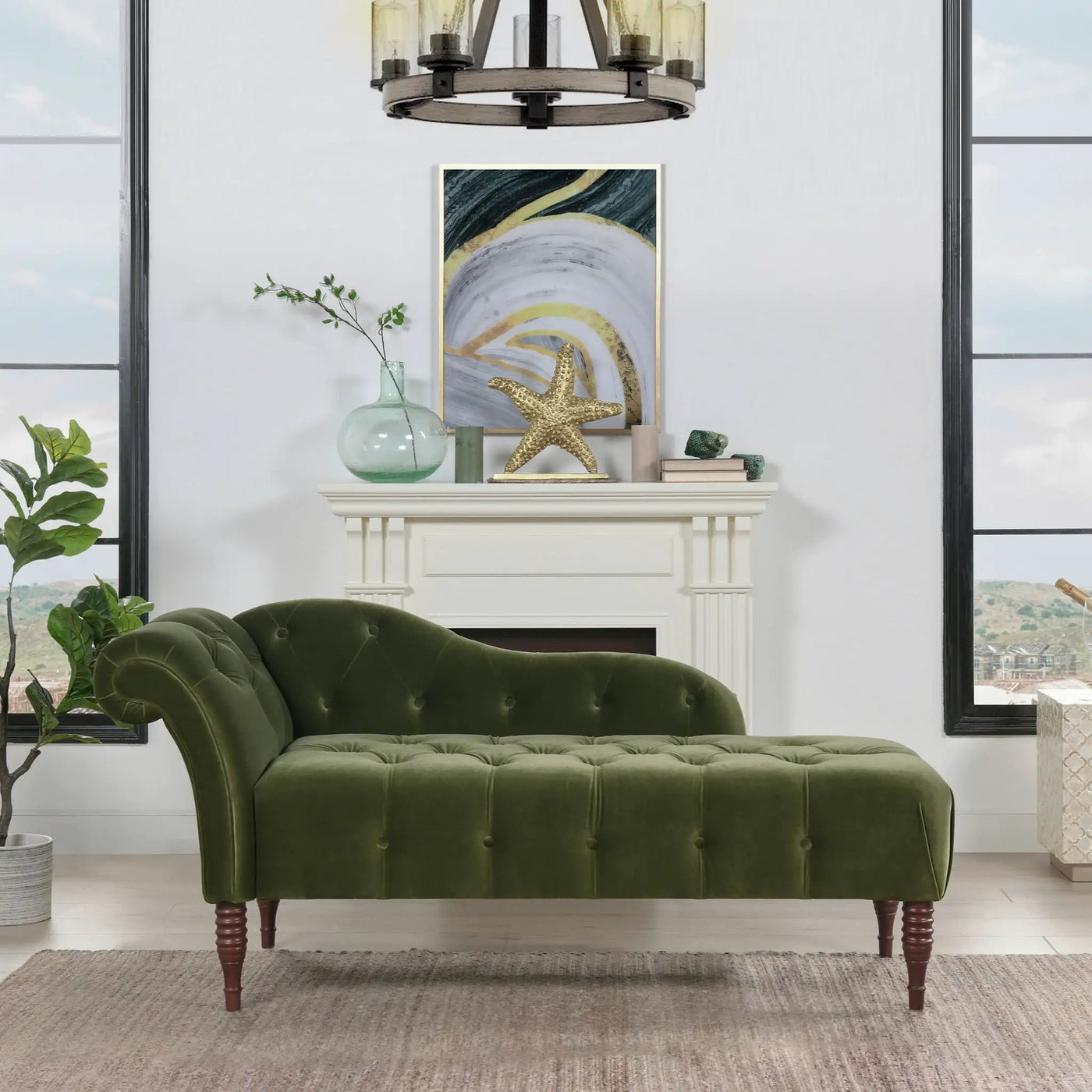 Samuel - Tufted Roll Arm Chaise Lounge by Unique Piece Furniture