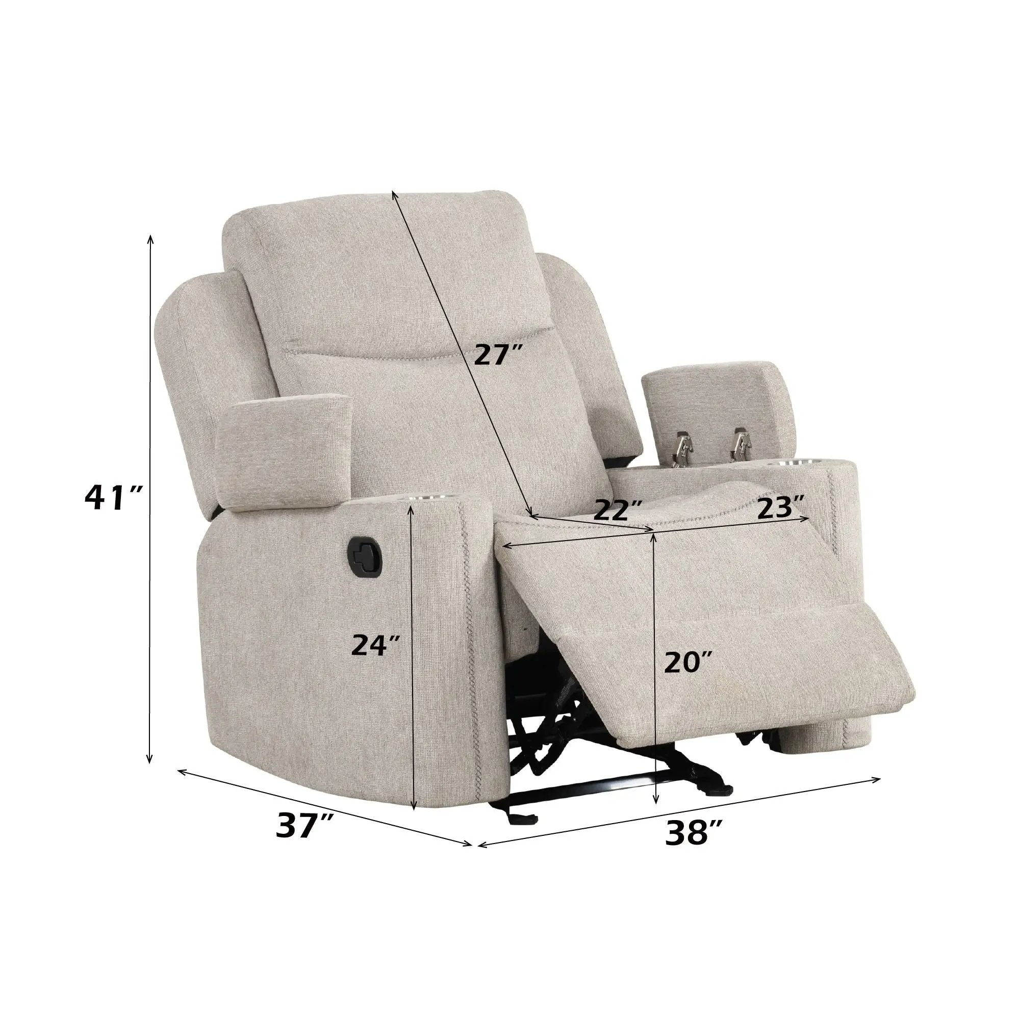 Galya - Motion Glider Recliner - Light Gray by Unique Piece Furniture