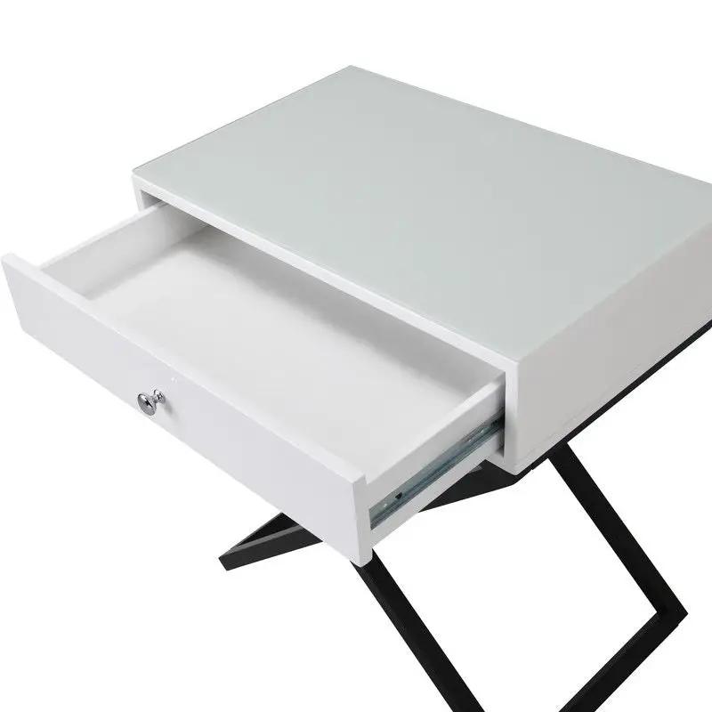 Koda - End Side Table Nightstand, Drawer And Cross Base by Unique Piece Furniture