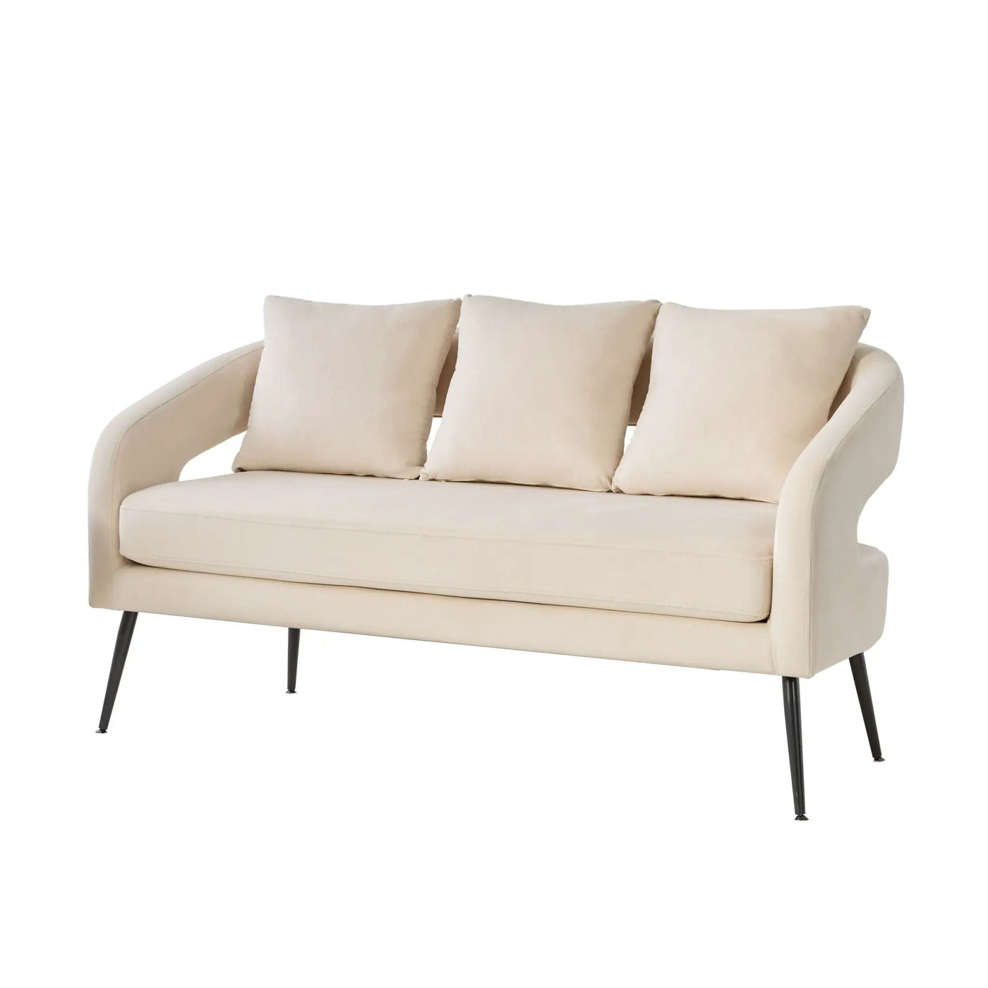 Open Back Loveseat Settee With 3 Pillows by Unique Piece Furniture