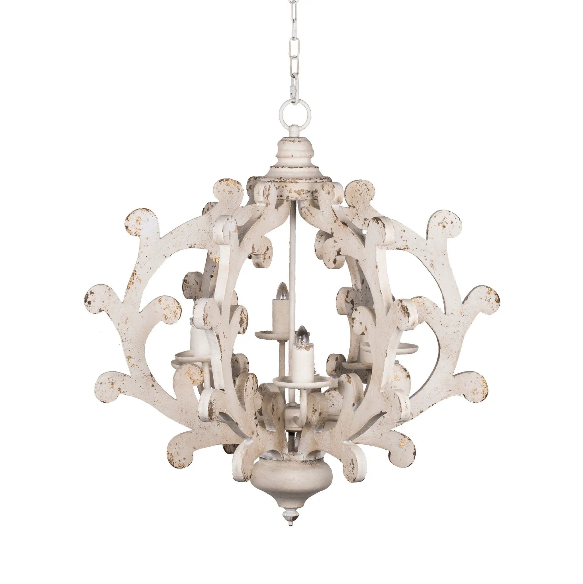 6 Light Chandelier, Hanging Light Fixture With Adjustable Chain For Kitchen, Bulb Not Included - White by Unique Piece Furniture