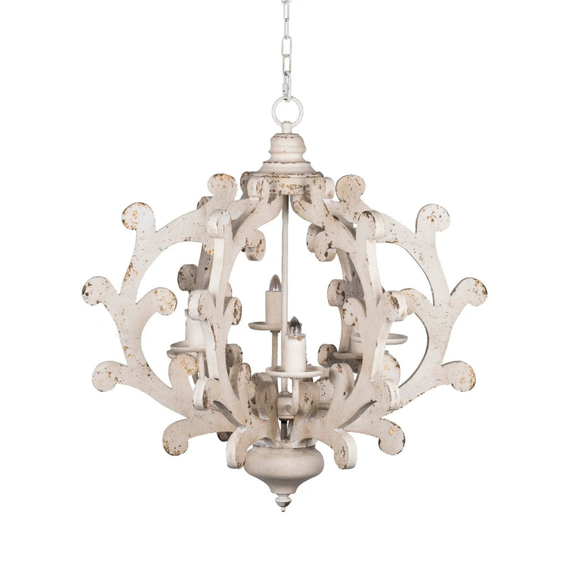 6 Light Chandelier, Hanging Light Fixture With Adjustable Chain For Kitchen, Bulb Not Included - White by Unique Piece Furniture