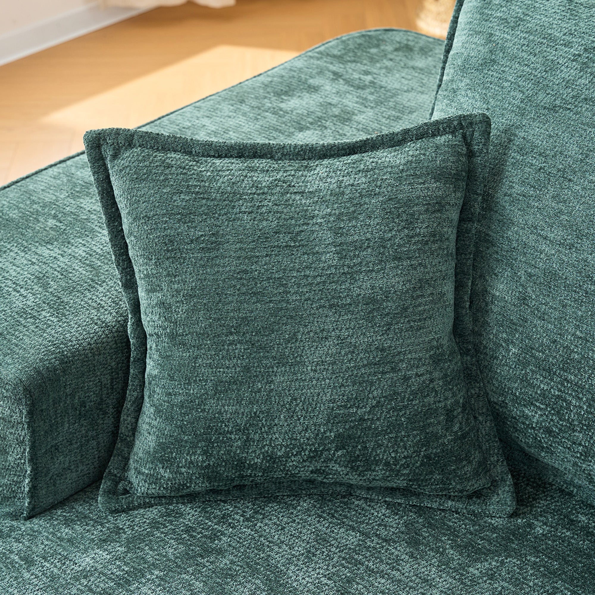 Modern Green Chenille L Shaped Sectional Sofa with Chaise by BLAKHOM
