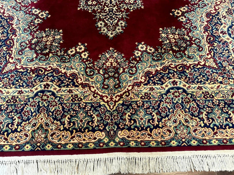Power Loomed Persian Oriental Rug 9x12, Vintage Wool Pile, Kirman Design by Jewel Rugs
