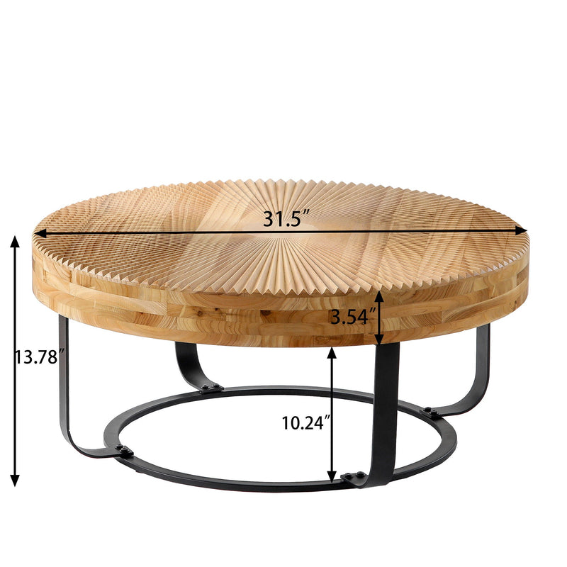 Modern Round Coffee Table With Wooden Carving Pattern by Unique Piece Furniture