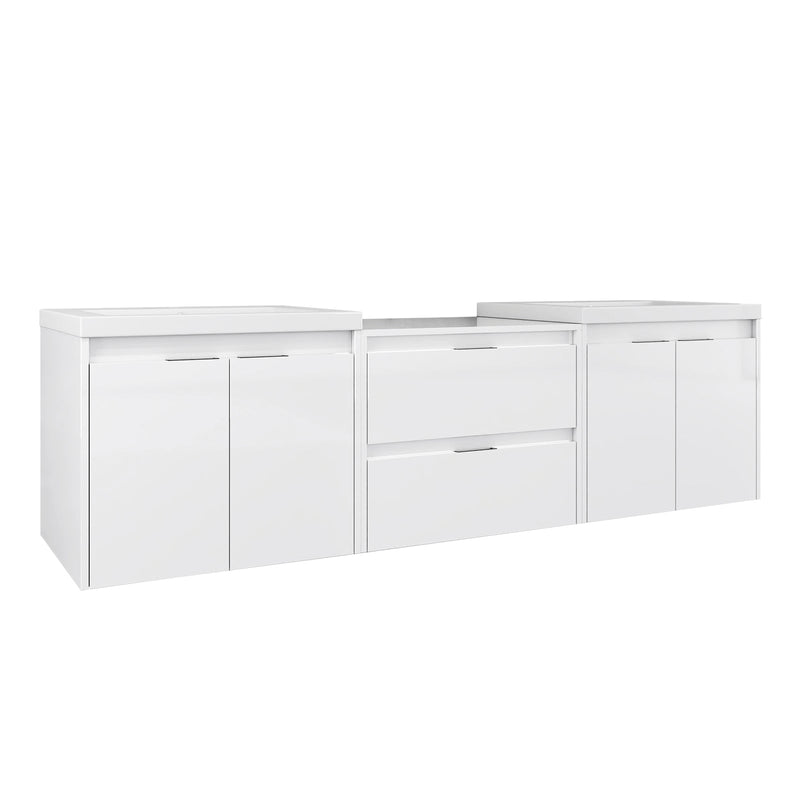 72" Bathroom Vanity With Resin Sink, Soft Close Doors, and 1-Side Cabinet by HouseOfZazla