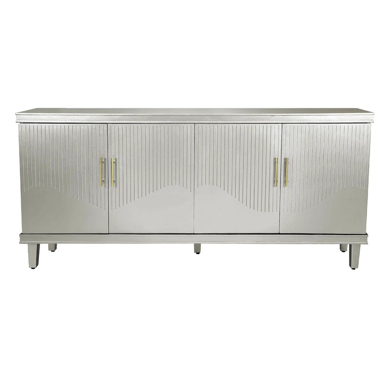 4 Door Cabinet With Adjustable Shelves, Large Storage For Living Room - Champagne by Unique Piece Furniture