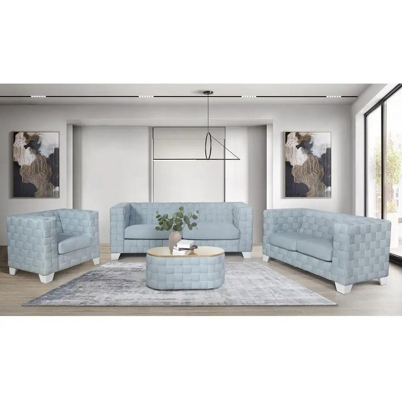 Saree - Chair - Light Teal Chenille & White by Unique Piece Furniture