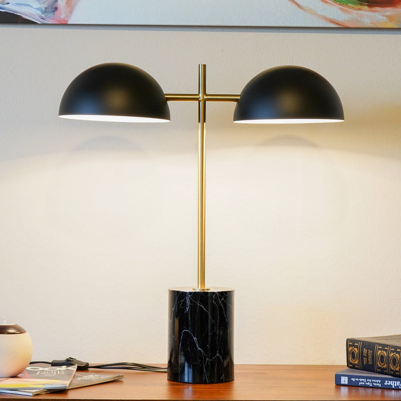 Nova - Hydro Table Lamp With On / Off Switch Double Lamp - Black / Gold / Marble by HouseOfZazla