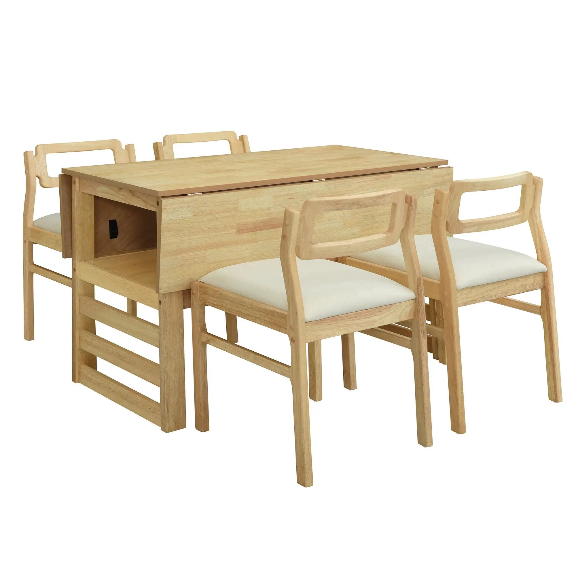 5 Piece Extendable Wood Square Dining Table Set With 2 Drop Leaves by HouseOfZazla