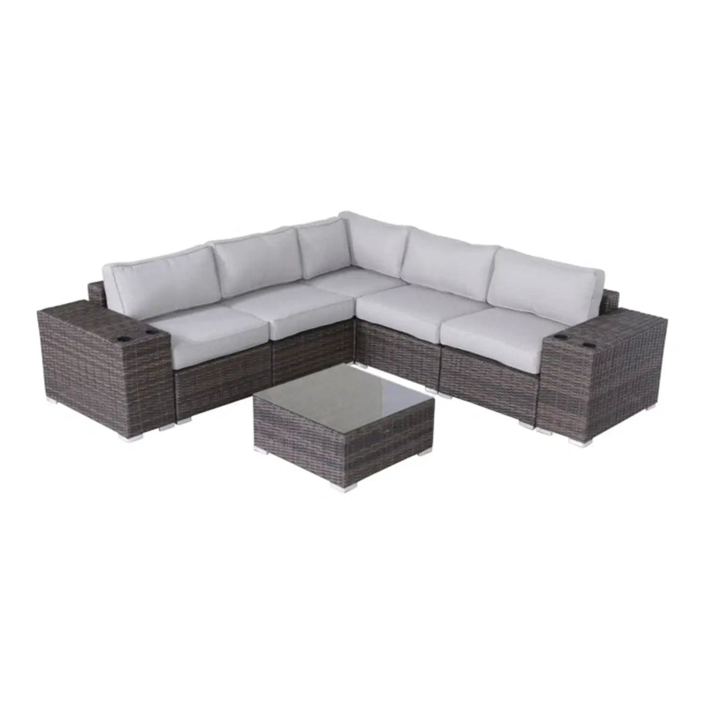 Modern Patio Rattan Sectional Set With Cushions by Unique Piece Furniture