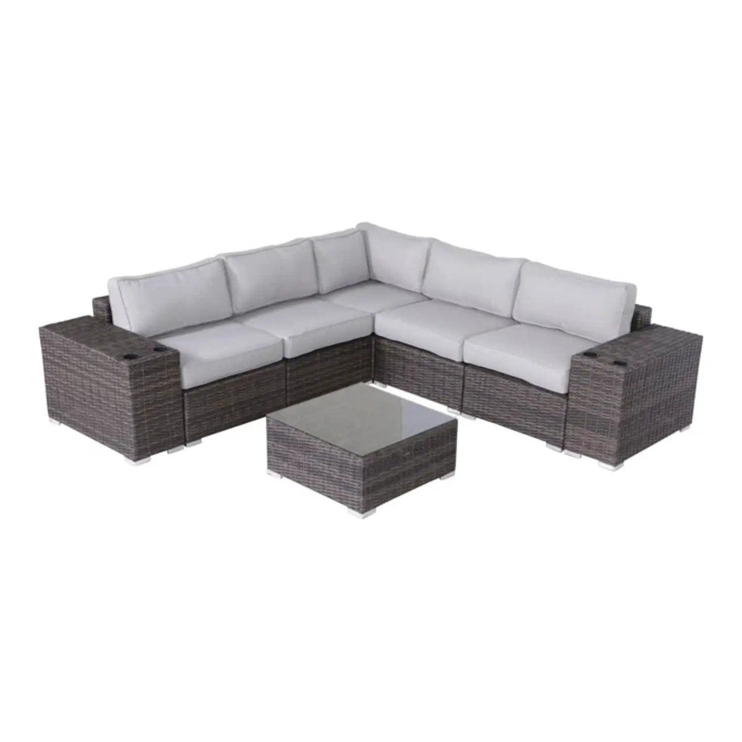 Modern Patio Rattan Sectional Set With Cushions by Unique Piece Furniture