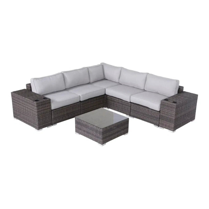 Modern Patio Rattan Sectional Set With Cushions by Unique Piece Furniture