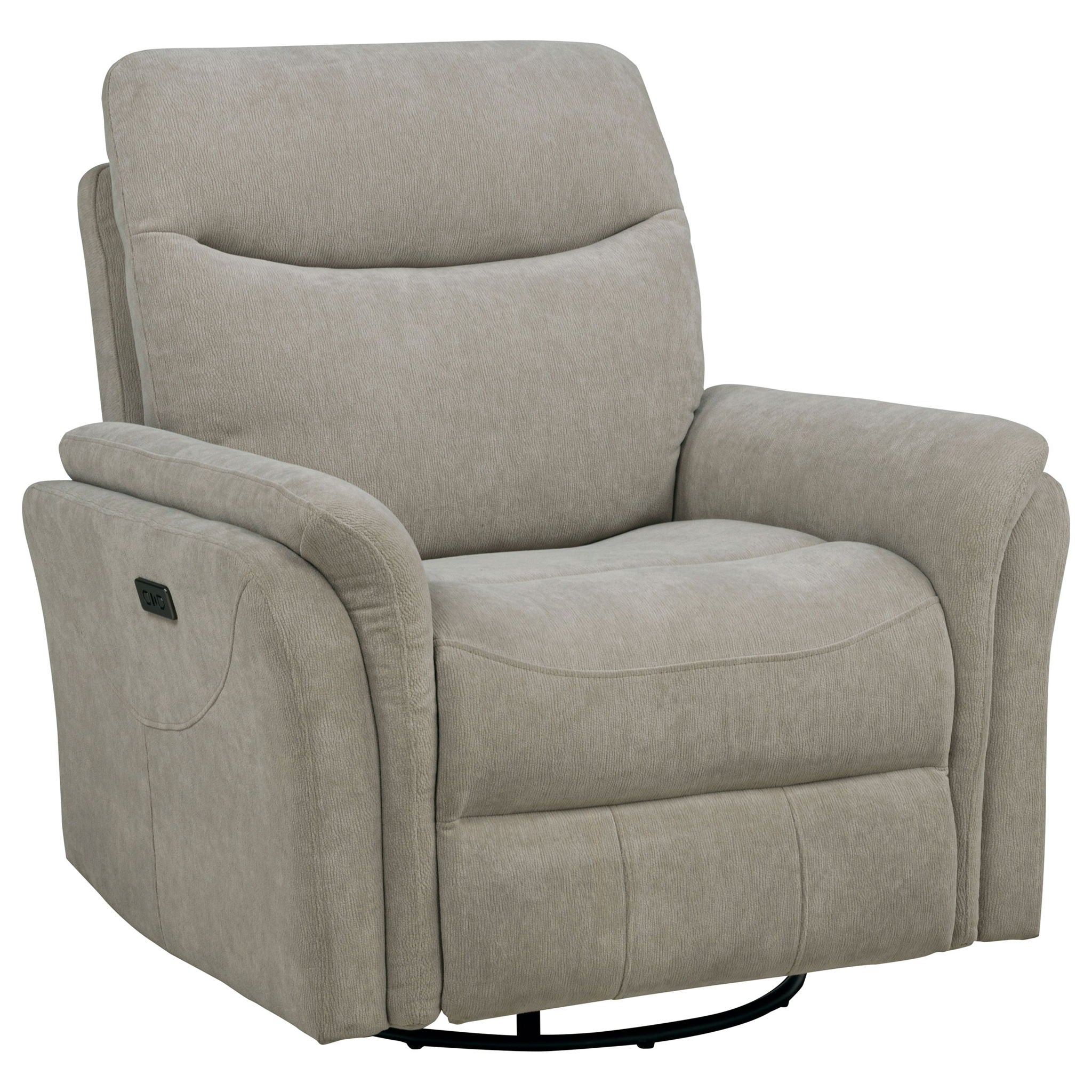Adler Upholstered Power Swivel Glider Recliner Greige by Unique Piece Furniture