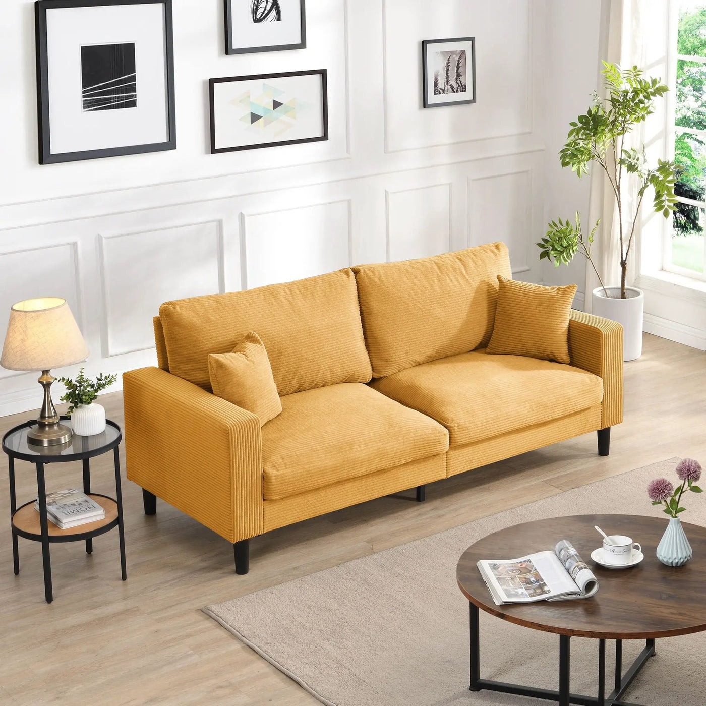 Modern Upholstered 3 Seat Sofa, High Resilience by HouseOfZazla