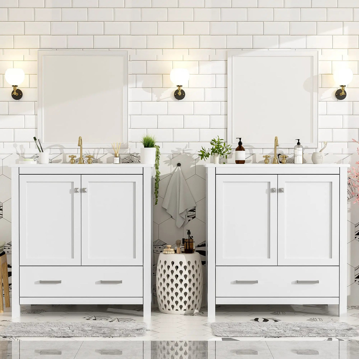 60" White Bathroom Vanity Set by HouseOfZazla