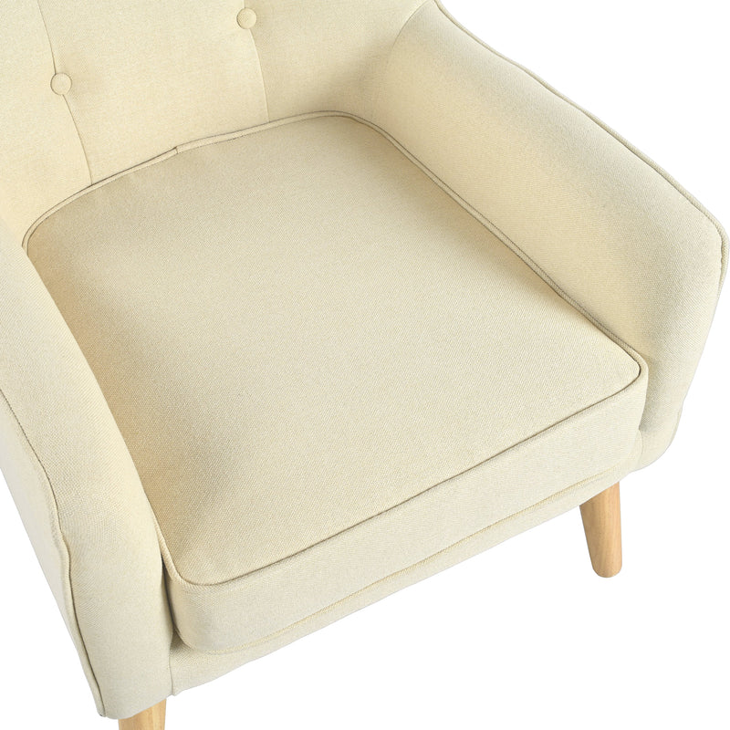 Mid-Century Modern Armchair - Tufted Fabric Accent Chair with Solid Wood Legs by HouseOfZazla