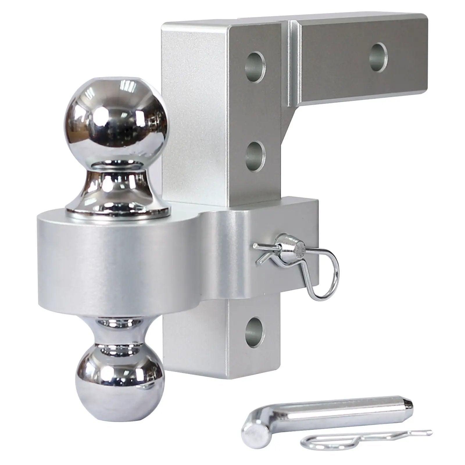 Alu - Adjustable Trailer Drop Hitch With 2" Receiver, 6" Adjustable - Silver by HouseOfZazla