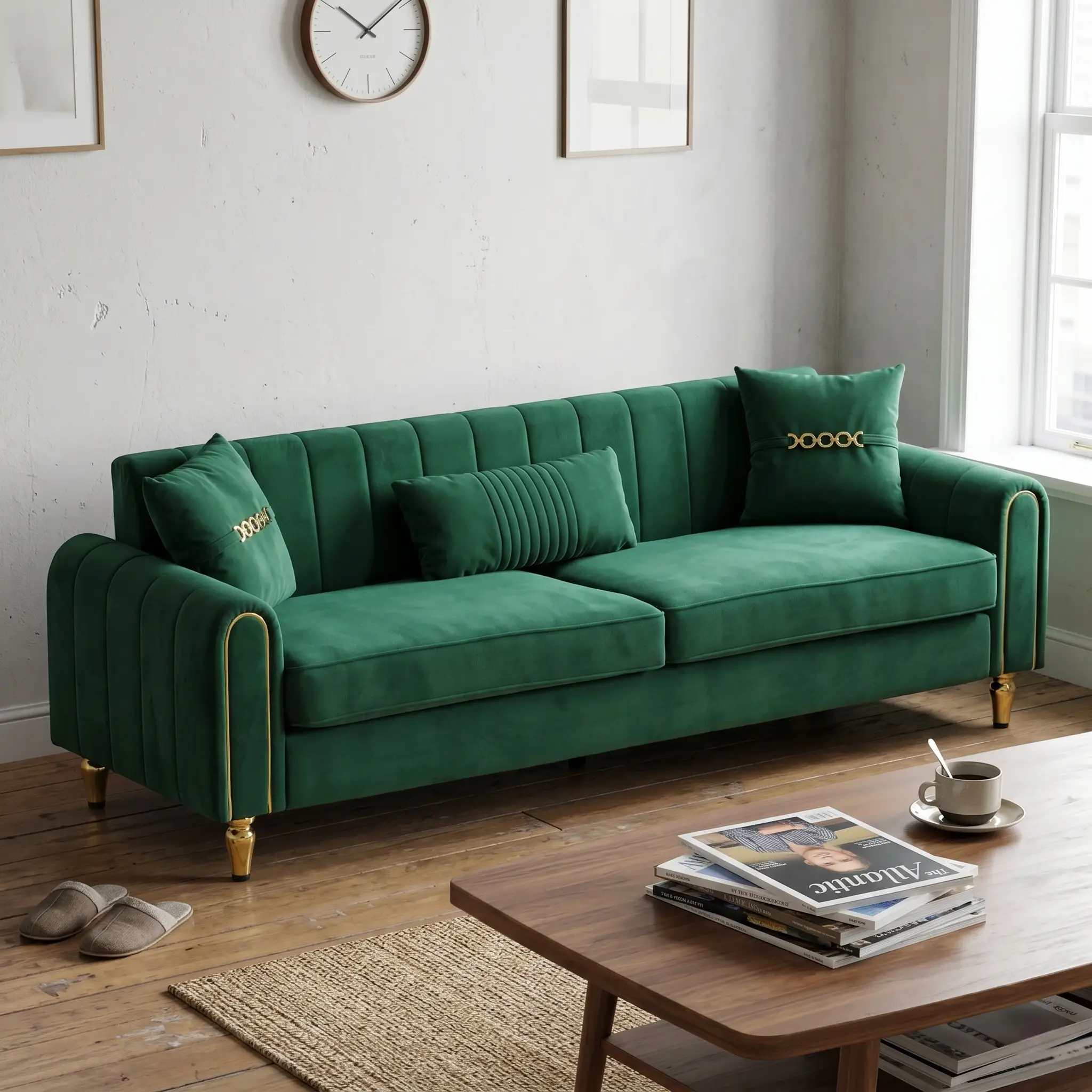 Contemporary Upholstered Sofa Couch - 87.4 Inches by HouseOfZazla