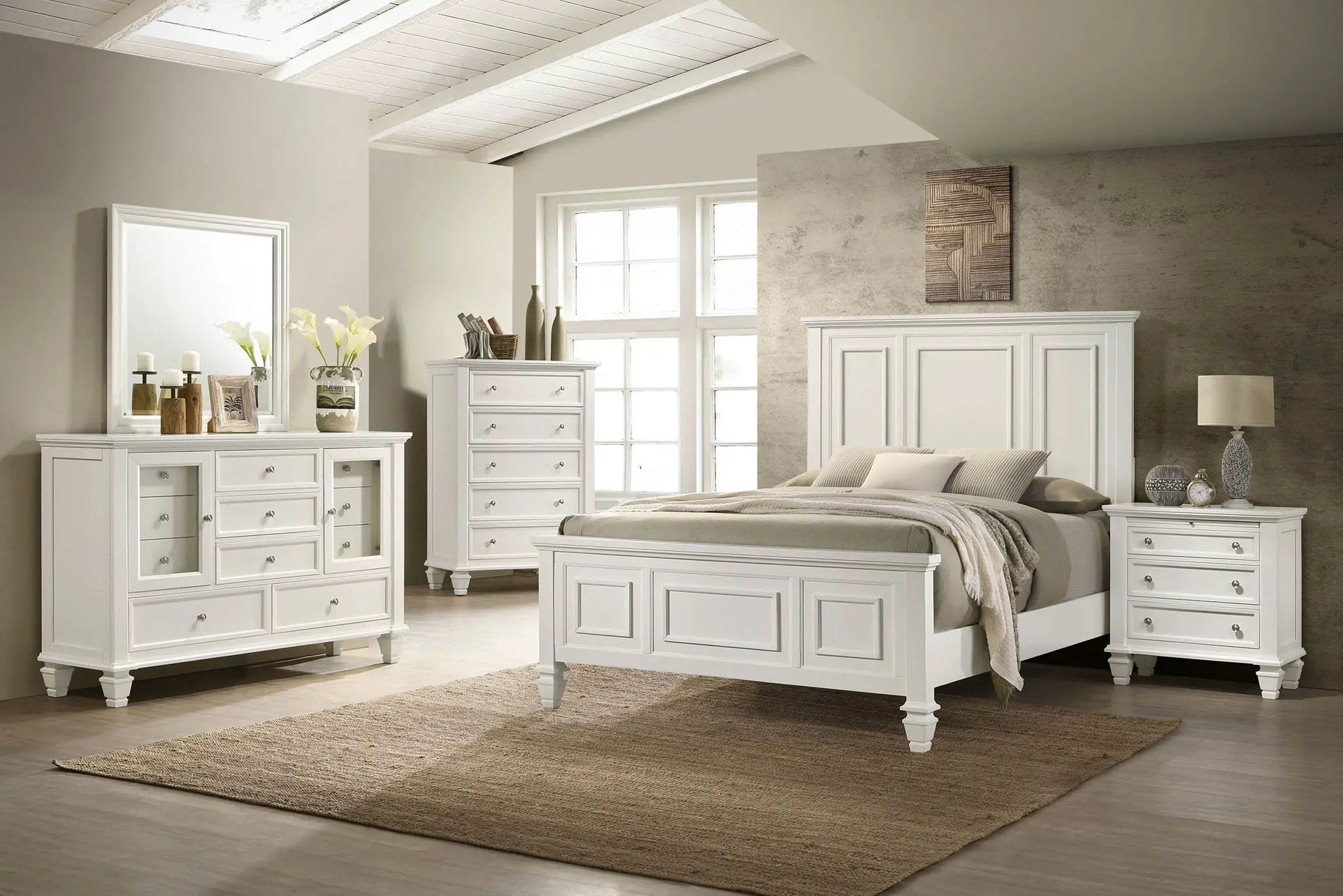Sandy Beach 5-piece California King Bedroom Set Cream White by Unique Piece Furniture