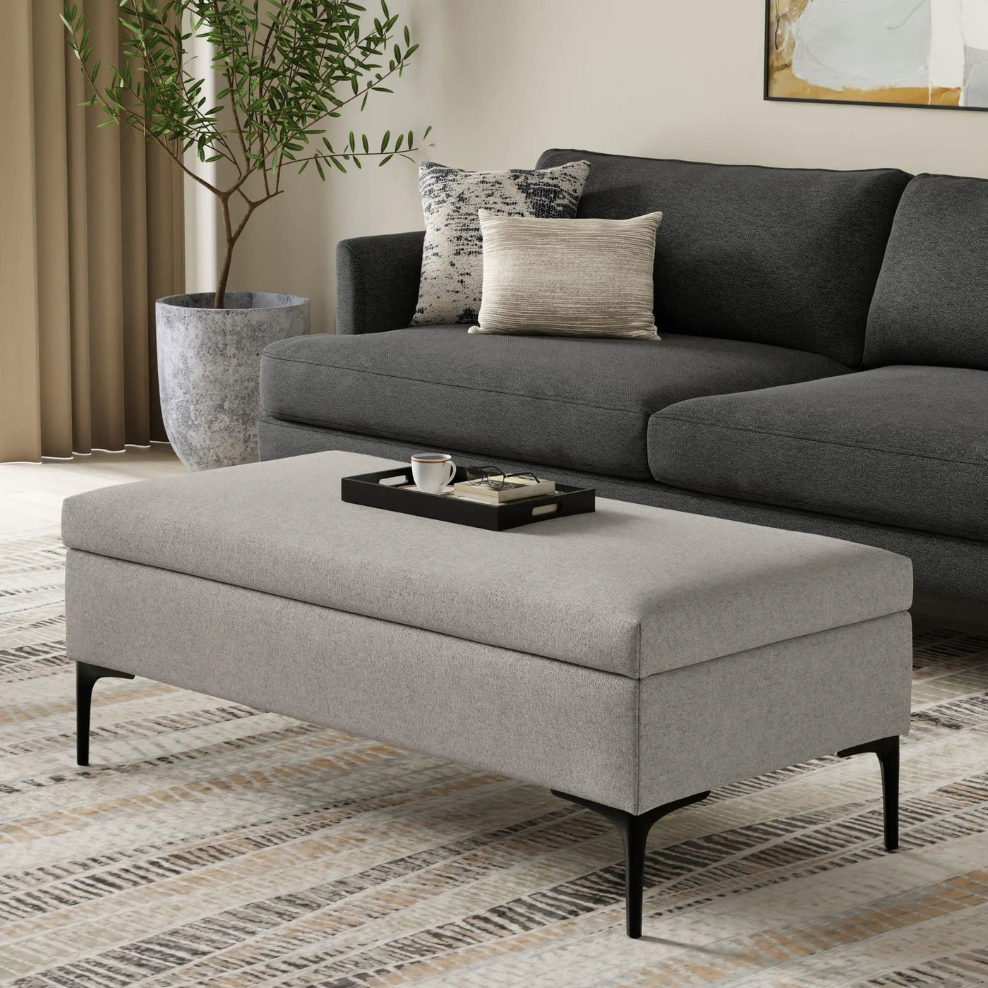 Rebecca - Multifunctional Coffee Table Storage Ottoman With Lift Up Lid by Unique Piece Furniture